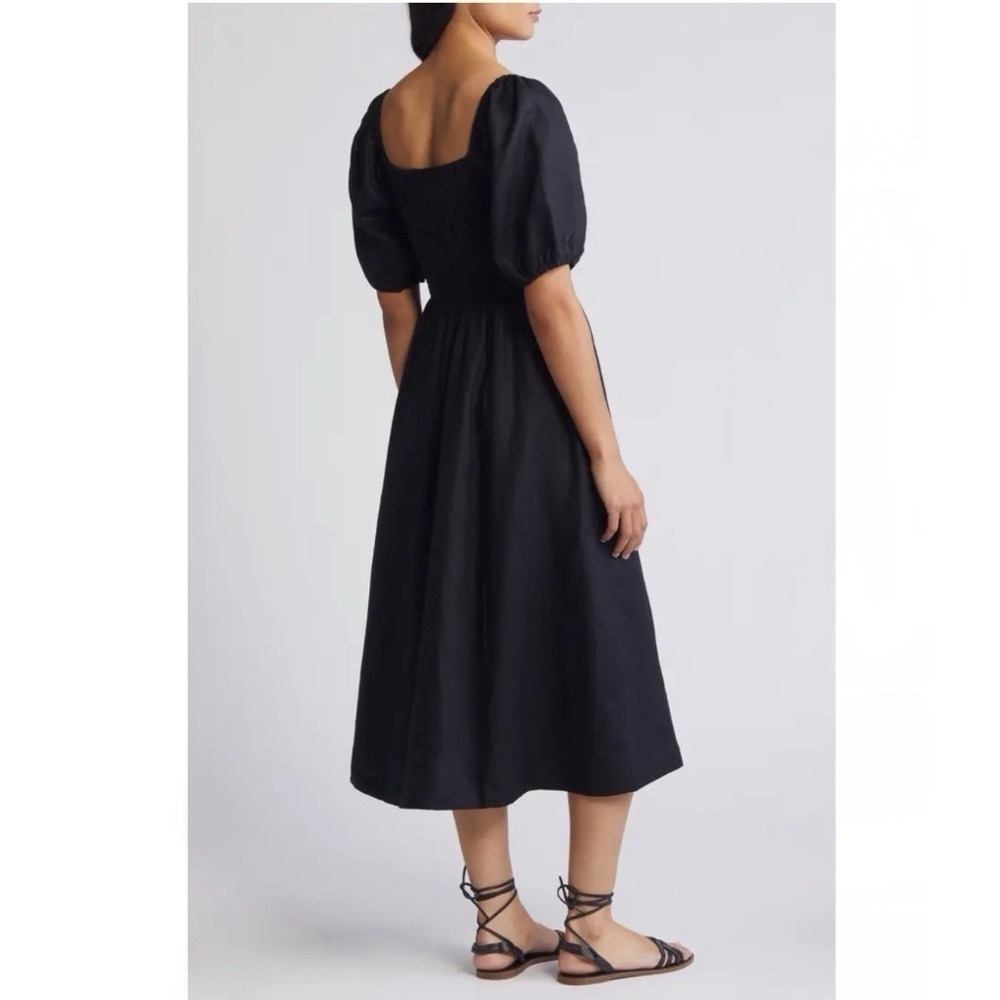 NEW Boden Women’s Sky Smocked Short Sleeve Linen Midi Dress - Picture 5 of 16